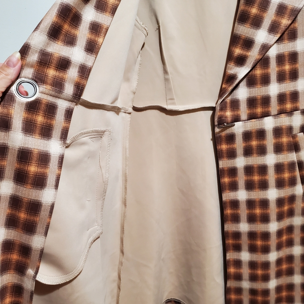 Solitaire Plaid Toggle Closure Polyester Fall Jacket Size M Y2K - Picture 7 of 13